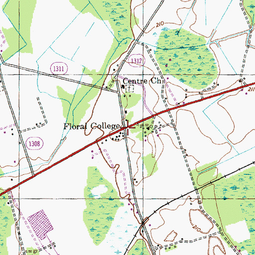Topographic Map of Floral College, NC