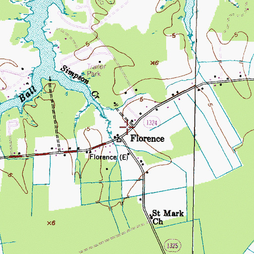 Topographic Map of Florence, NC