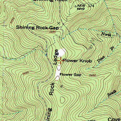 Topographic Map of Flower Knob, NC