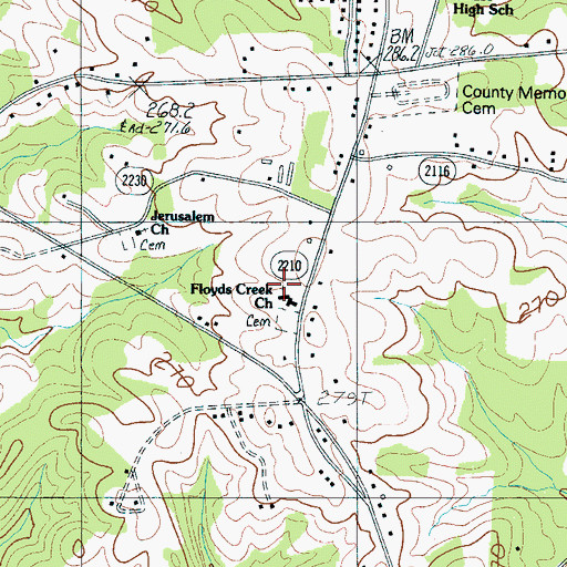 Topographic Map of Floyds Creek Church, NC
