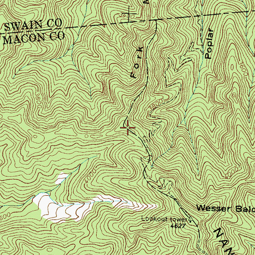 Topographic Map of Fork Mountain, NC