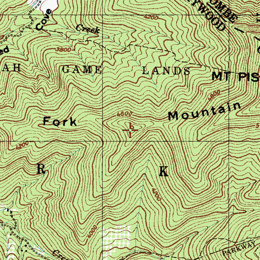 Topographic Map of Fork Mountain, NC