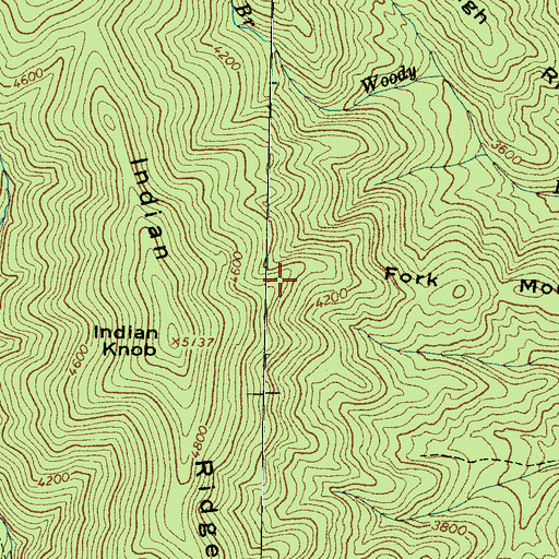 Topographic Map of Fork Mountain, NC