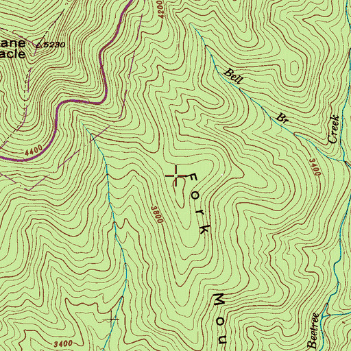 Topographic Map of Fork Mountain, NC