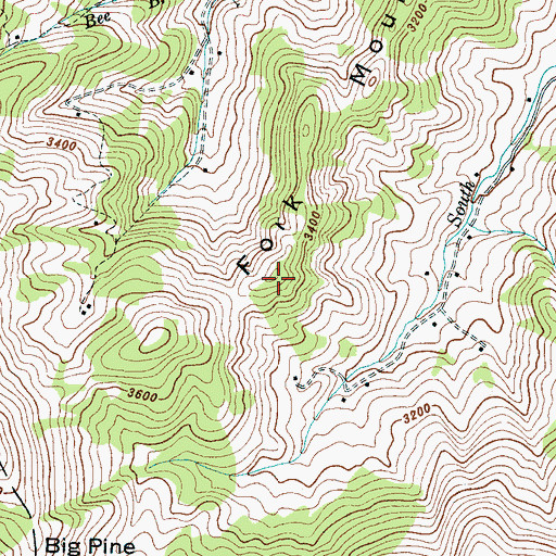 Topographic Map of Fork Mountain, NC