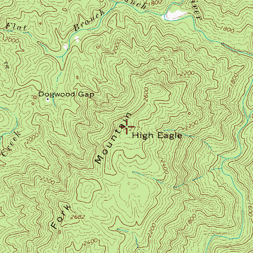 Topographic Map of Fork Mountain, NC