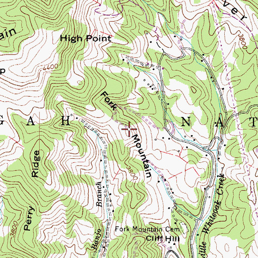 Topographic Map of Fork Mountain, NC