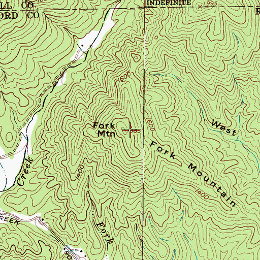 Topographic Map of Fork Mountain, NC