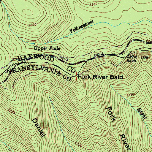 Topographic Map of Fork River Bald, NC