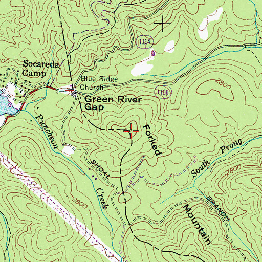 Topographic Map of Forked Mountain, NC