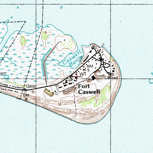 Topographic Map of Fort Caswell, NC