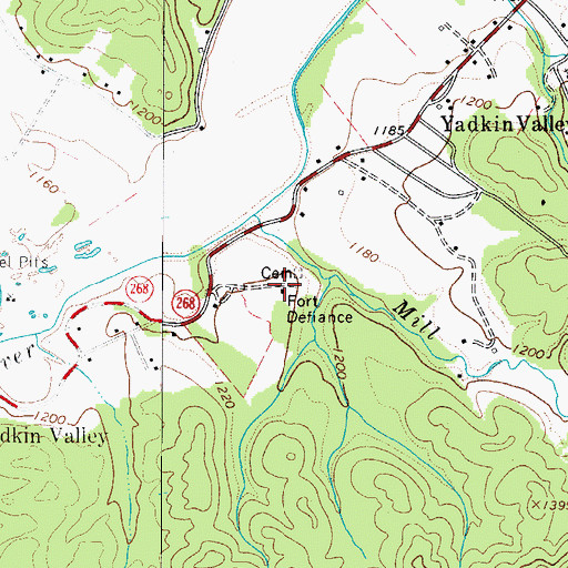 Topographic Map of Fort Defiance, NC