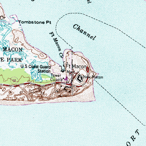 Topographic Map of Fort Macon (historical), NC