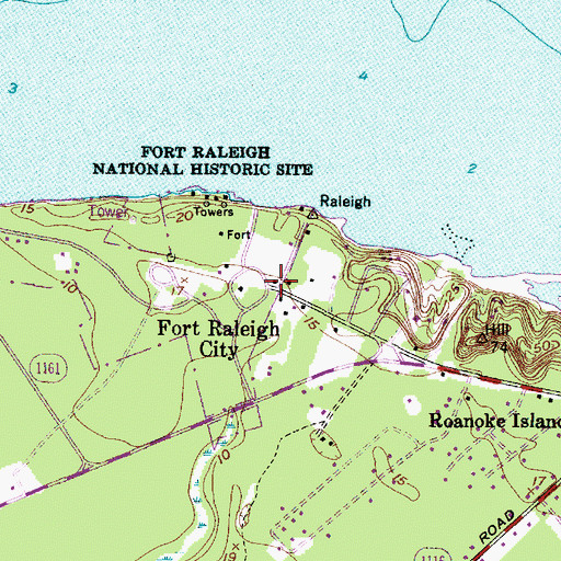 Topographic Map of Fort Raleigh City, NC