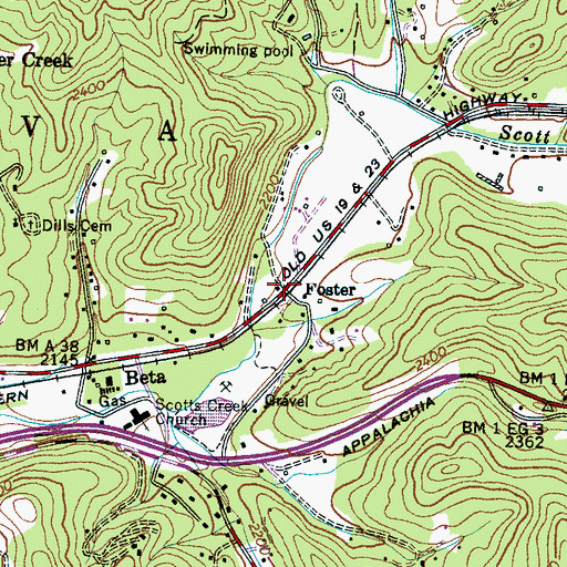 Topographic Map of Foster, NC