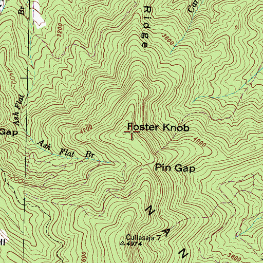 Topographic Map of Foster Knob, NC