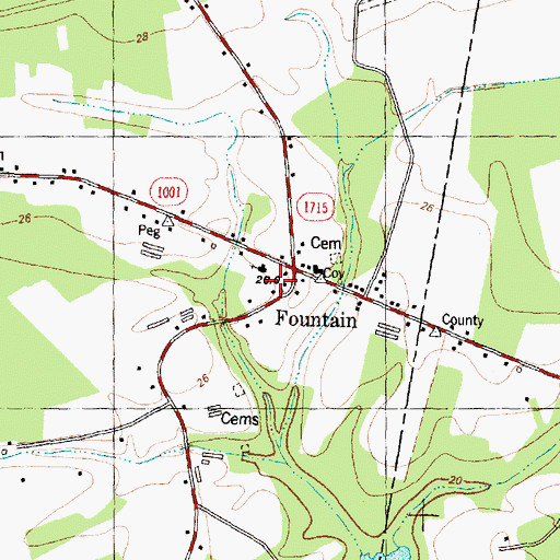 Topographic Map of Fountain, NC