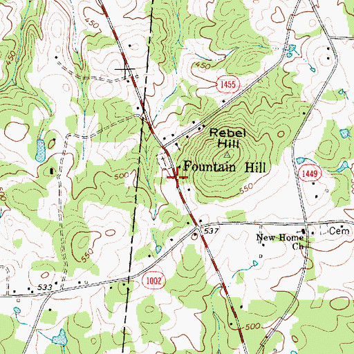 Topographic Map of Fountain Hill, NC