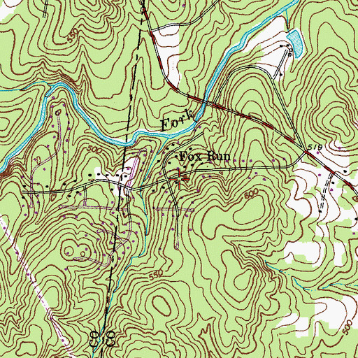 Topographic Map of Fox Run, NC