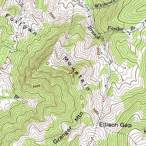Topographic Map of Foxtown Mountain, NC