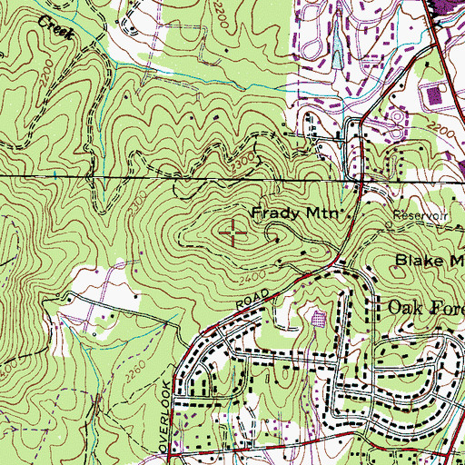 Topographic Map of Frady Mountain, NC