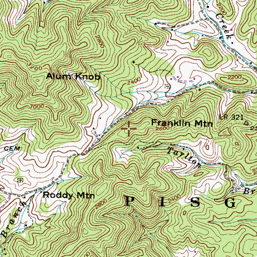 Topographic Map of Franklin Mountain, NC