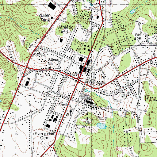 Topographic Map of Franklinton, NC