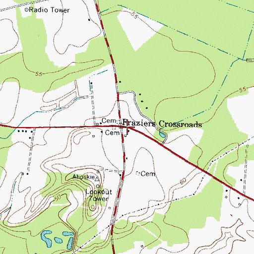 Topographic Map of Fraziers Crossroads, NC