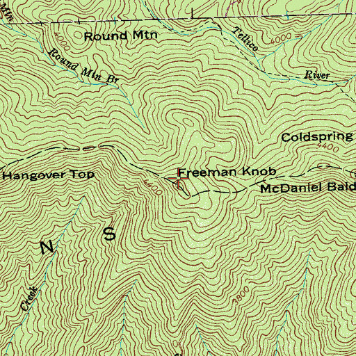 Topographic Map of Freeman Knob, NC