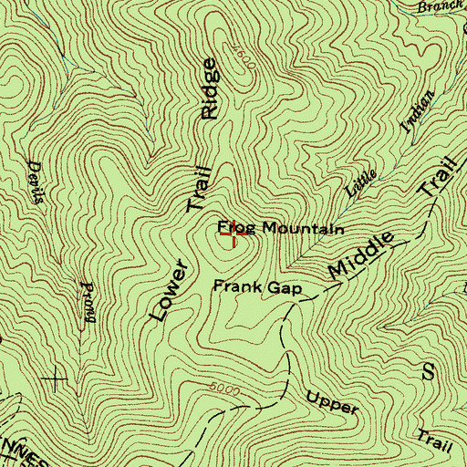 Topographic Map of Frog Mountain, NC