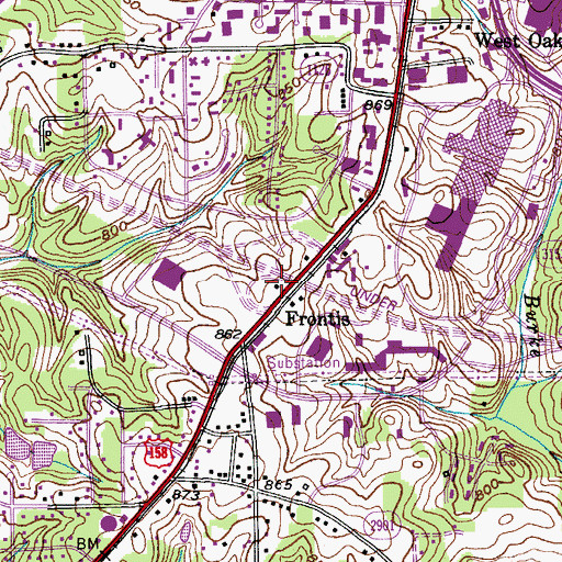 Topographic Map of Frontis, NC