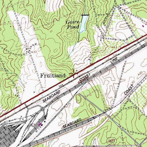 Topographic Map of Fruitland, NC