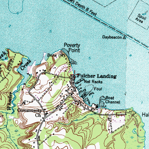 Topographic Map of Fulcher Landing, NC