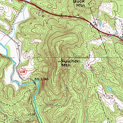 Topographic Map of Fulcher Mountain, NC