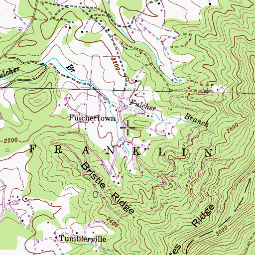 Topographic Map of Fulchertown, NC