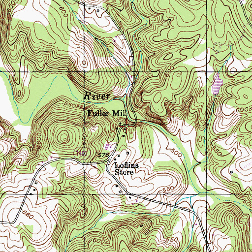 Topographic Map of Fuller Mill, NC