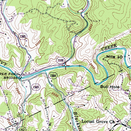 Topographic Map of Gabriel Creek, NC