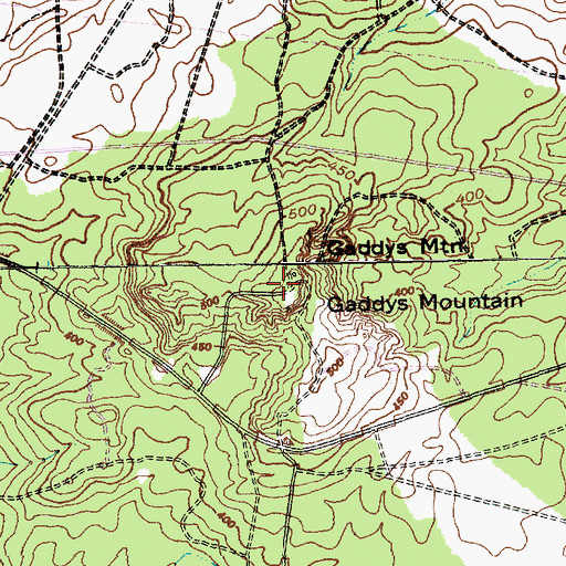 Topographic Map of Gaddys Mountain, NC
