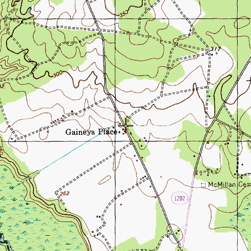 Topographic Map of Gaineys Place, NC