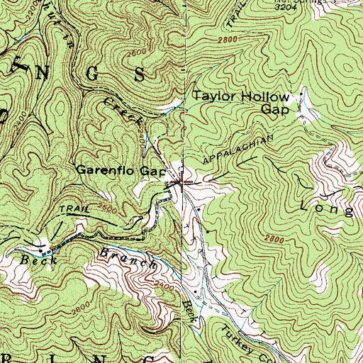 Topographic Map of Garenflo Gap, NC