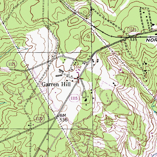 Topographic Map of Garren Hill, NC