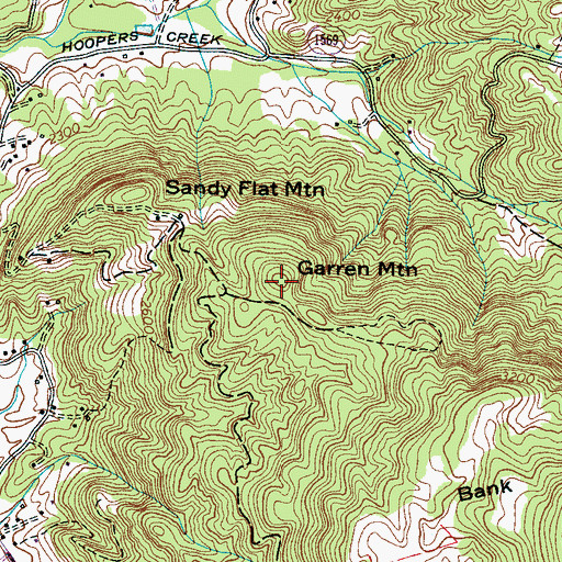 Topographic Map of Garren Mountain, NC