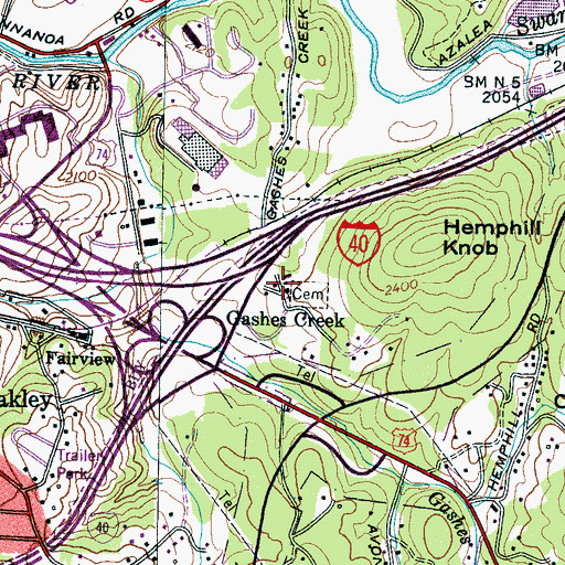 Topographic Map of Gashes Creek, NC