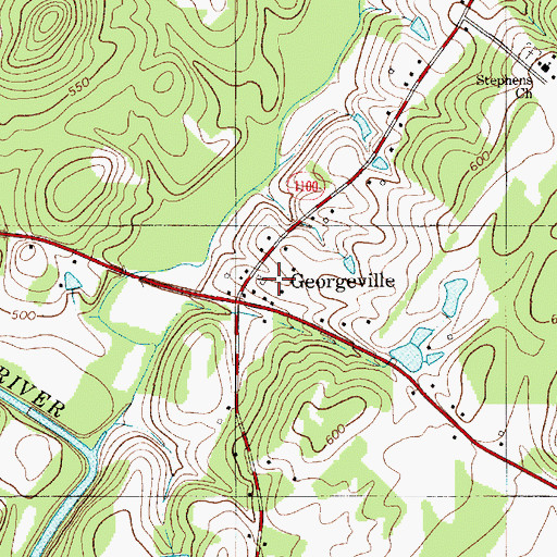 Topographic Map of Georgeville, NC