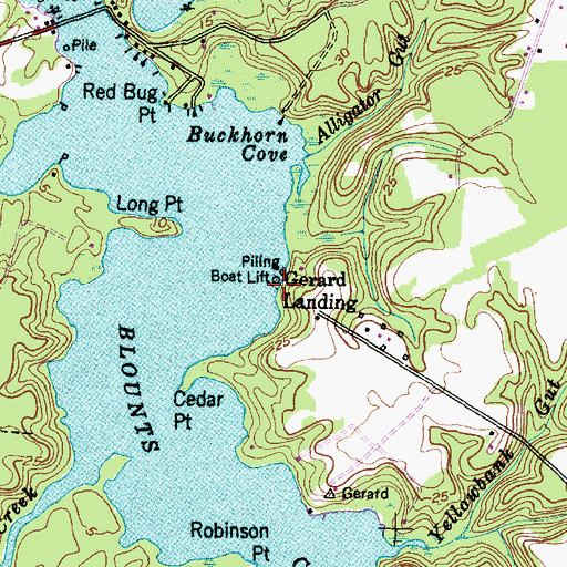 Topographic Map of Gerard Landing, NC