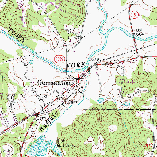 Topographic Map of Germanton, NC