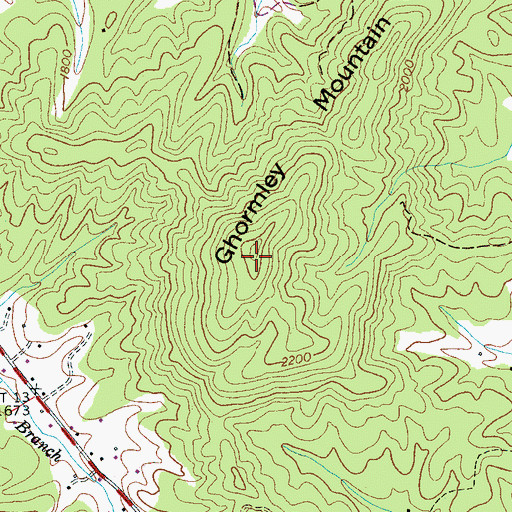 Topographic Map of Ghormley Mountain, NC