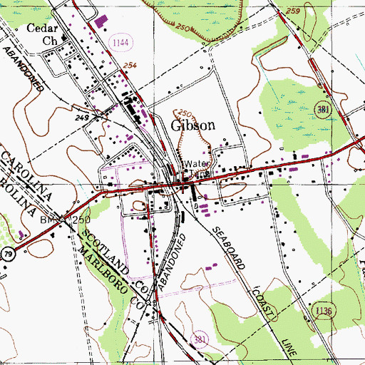 Topographic Map of Gibson, NC