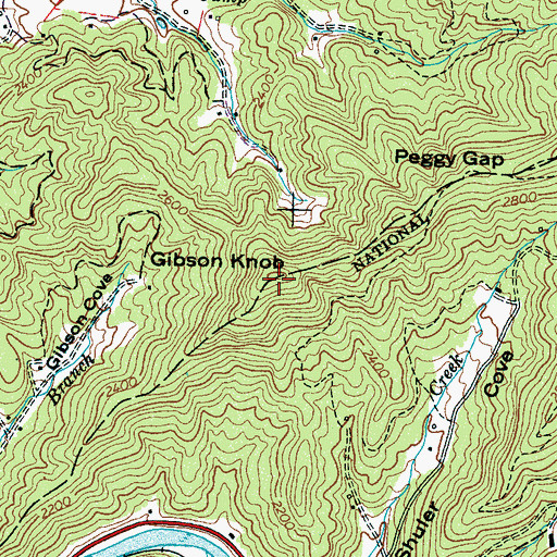 Topographic Map of Gibson Knob, NC