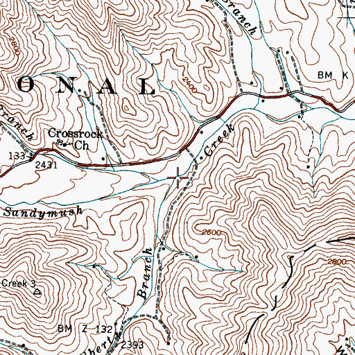 Topographic Map of Gilbert Branch, NC
